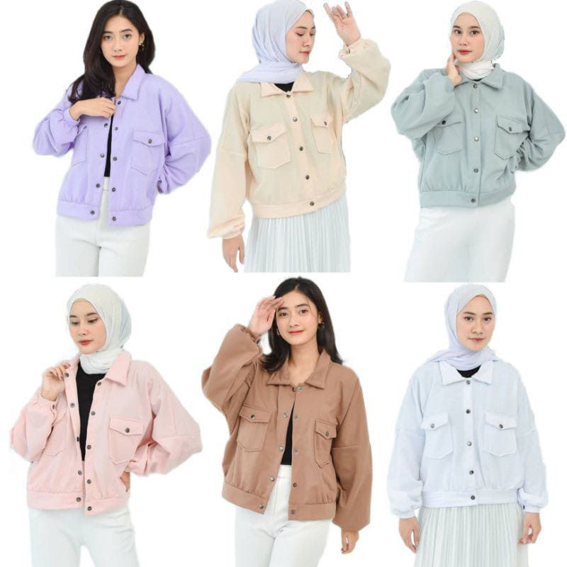 Jual Jaket Wanita Olin Button Shopee Indonesia 4019