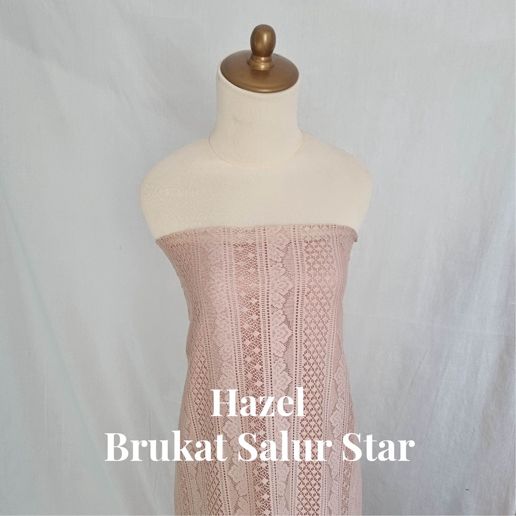 0,5m bahan kain brokat lace kebaya malika hazel krem coklat salur raya star rimba crown mahkota