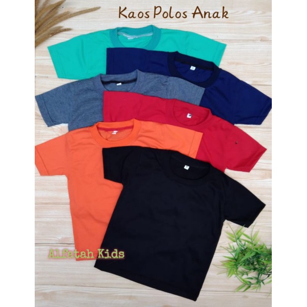 Paket Kaos Polos Anak katun kombet isi 5 pcs 1-13 Tahun