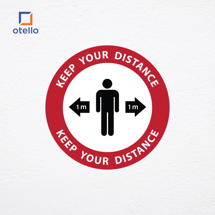 Sign Bulat Keep Your Distance | Label Jaga Jarak Social Distancing Papan Nama Ruangan Tempel Acrylic