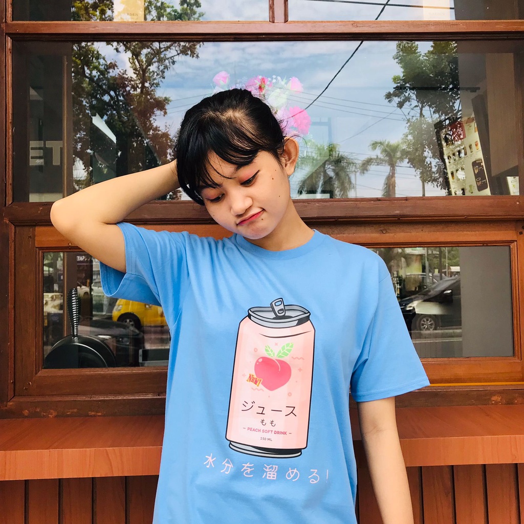 Tshirt Japan Peach Can Juice Aesthetic Color Cotton Combed 24s