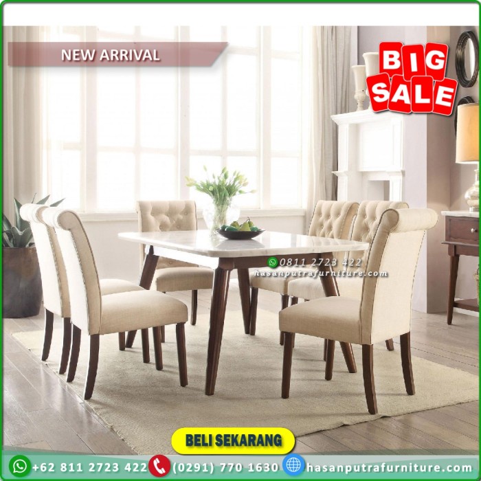 Meja Makan Marmer Meja Makan Marmer Cream 6 Kursi Jati Meja Makan Jati