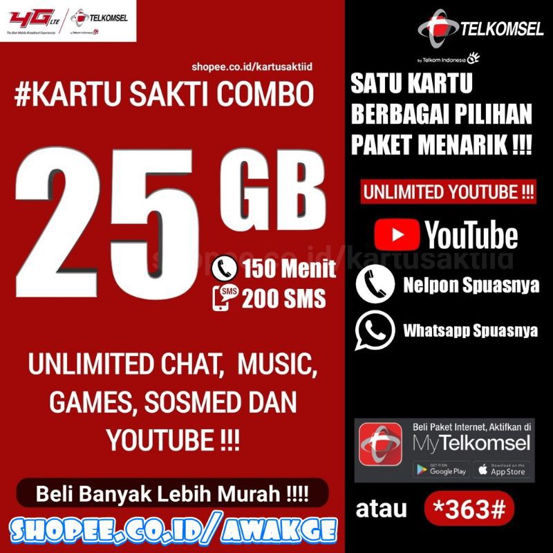 KARTU SAKTI Telkomsel 25GB 75Ribu, Murah