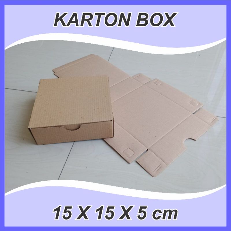 (10 pcs) Karton Box Polos uk 15x15x5 cm Polos EF Kardus Packing Murah | Box die cut box pizza Box hampers kotak box aksesoris-2