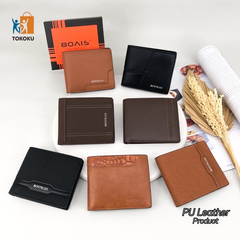 Dompet Lipat Kulit PU Premium Quality Dompet Laki-Laki Import Dompet Bovis Pria 12