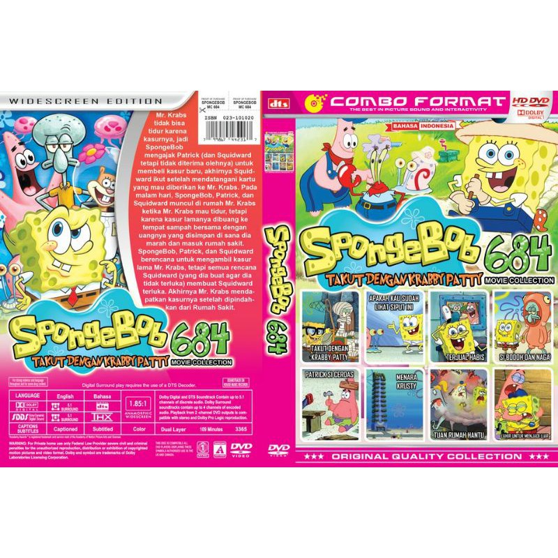 Kaset Film koleksi Kartun Spongebob takut dengan Krapypatty 684