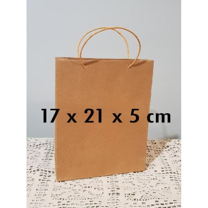 

SALE paperbag polos ukuran 17x21x5 cm tas kertas kraft coklat samson custom