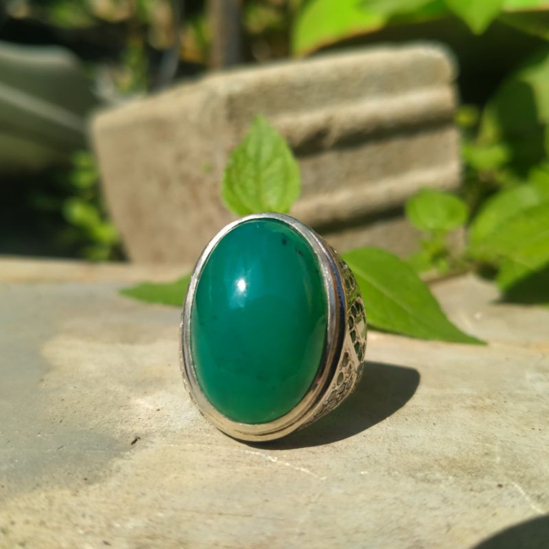 Natural Bacan Ring Perak Tebal