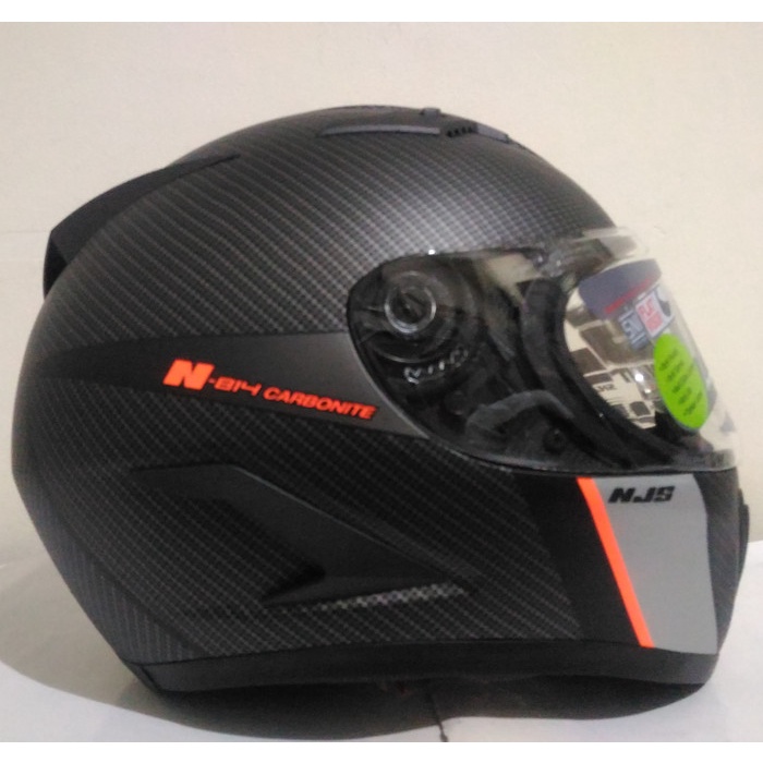 HELM NJS SHADOW N - 814 CARBONITE BLACK ORANGE FLAT VISOR
