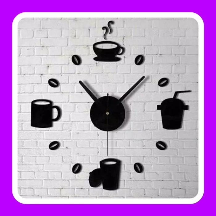 Decorasi Rumah Jam Dinding DIY Motif Cafe Cangkir Kopi Unik Import