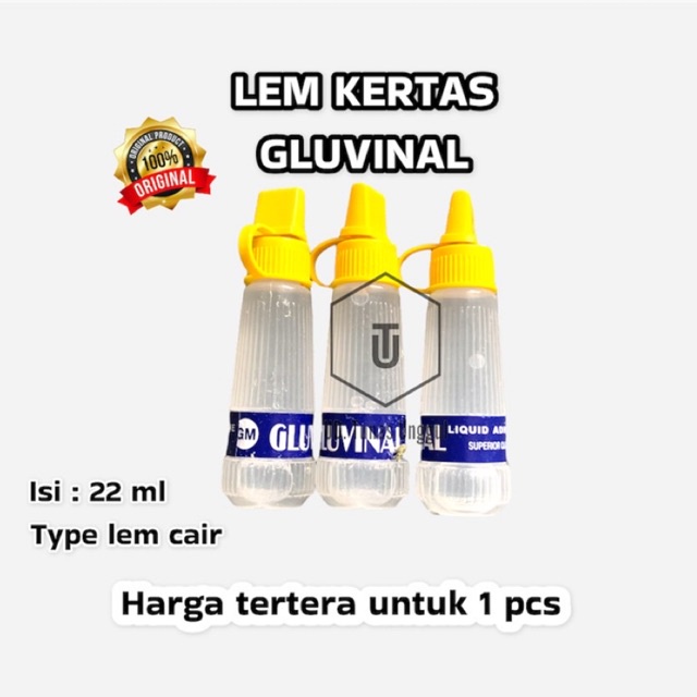 

[22ml] Lem kertas GLUVINAL / Lem guvinal / Lem Cair Kecil / Lem serbaguna
