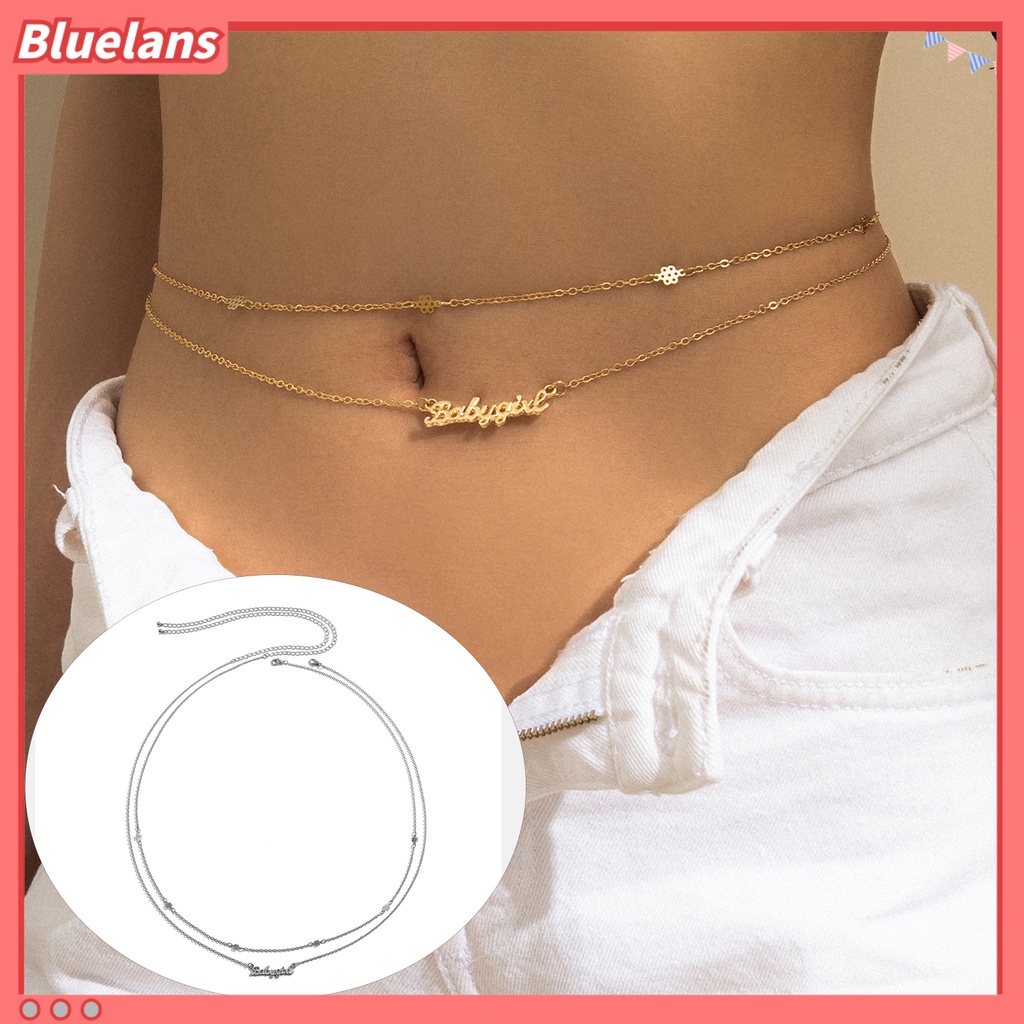 Bluelans 1 Set Waist Chain Wear-resistant Double Layer Alloy Fashion Bikini Body Jewelry Kit