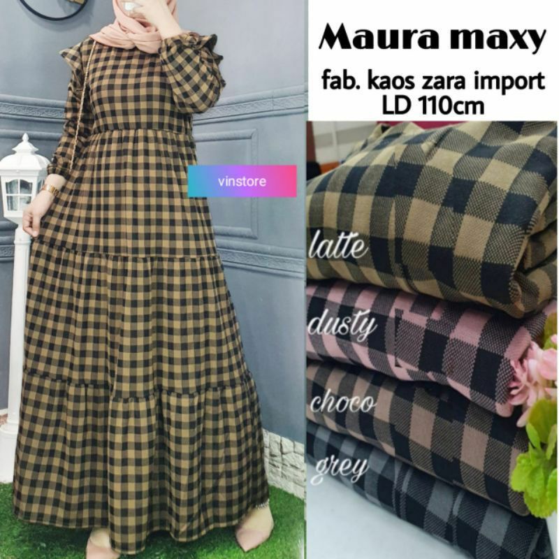 Gamis Kotak Kotak MAURA MAXY Terlaris pict by vinstore