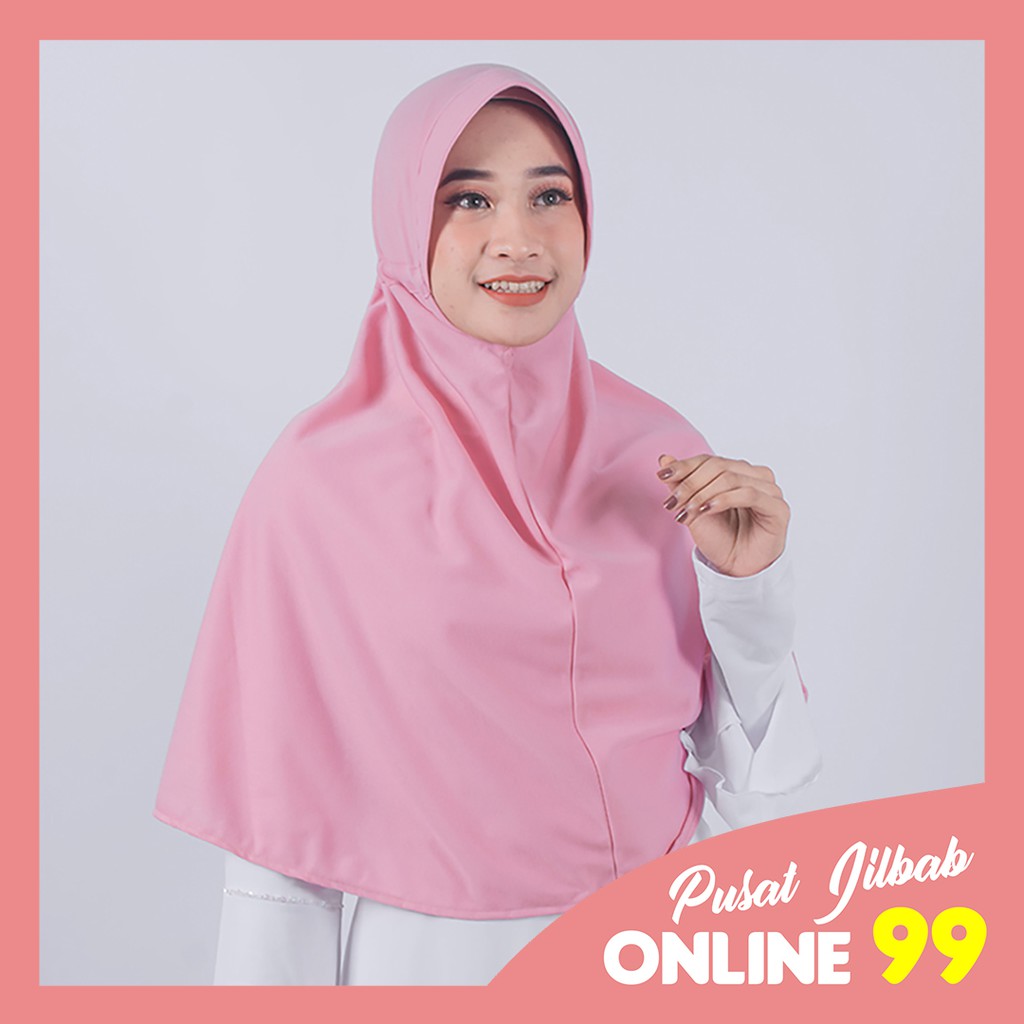 COD Terlaris (BISA COD) Jilbab Instan Serut Bersize - Hijab Santai Homestatis - Khimar Instan Kaos