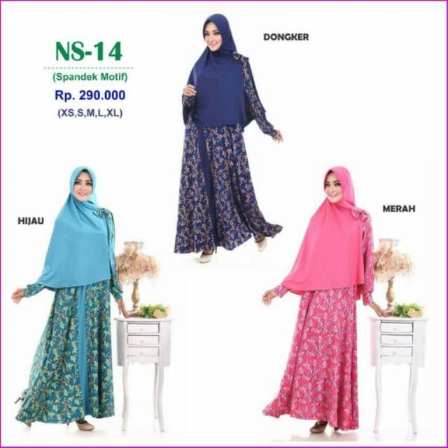 PROMO 40% Set Gamis Nibras Syar'i NS 14 / Hijau L