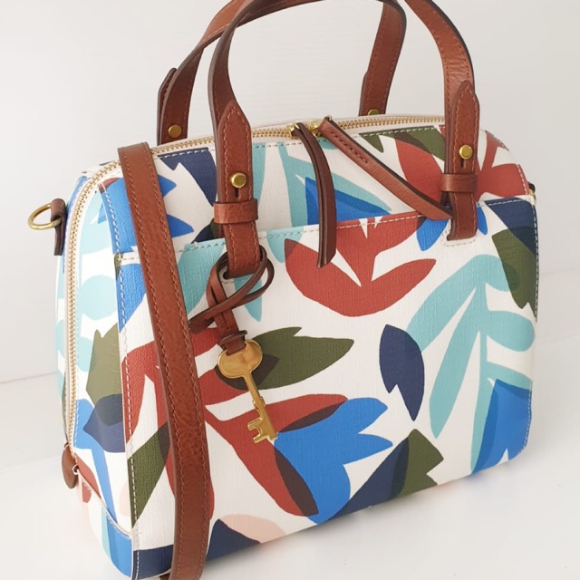 Fossil Rachel Satchel Natural Floral
