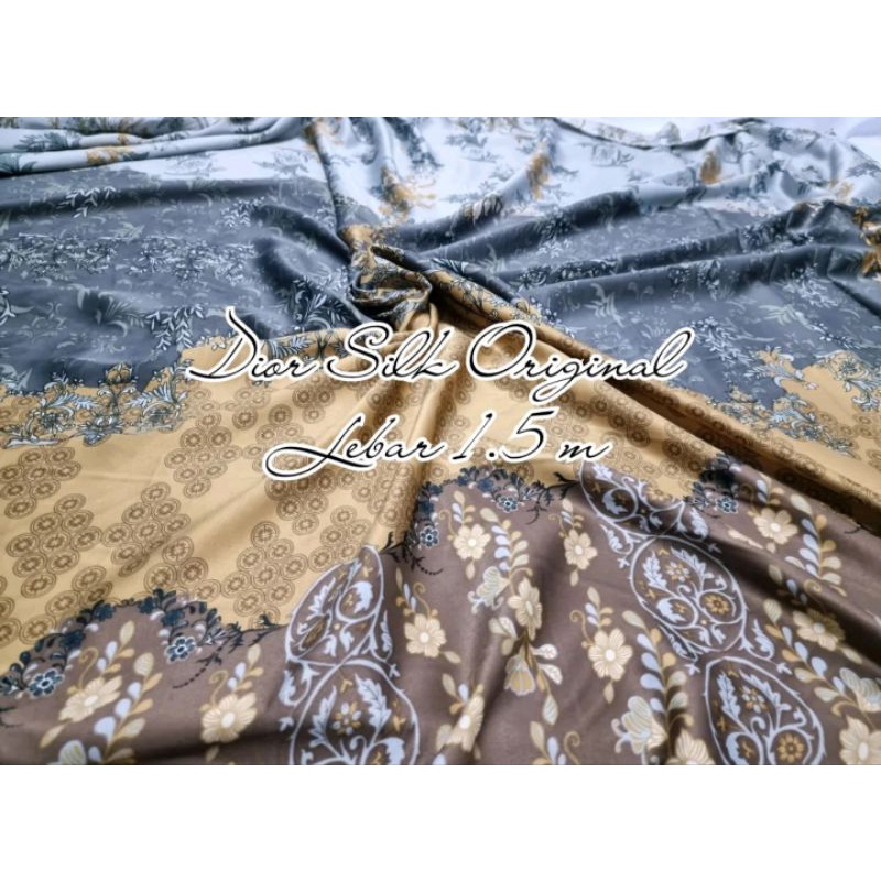 KAIN METERAN BAHAN DIOR SILK ORIGINAL DENGAN MOTIF MEWAH DAN TERBARU / KAIN ECERAN COCOK UNTUK GAMIS