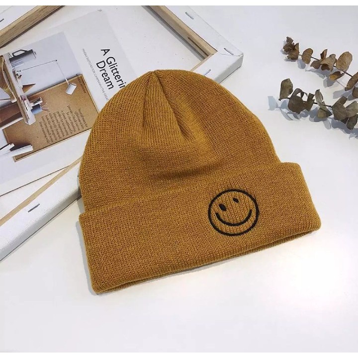 Terbaru!! kupluk beanie short hip-hop motif Emoticon Smile original/kupluk pria/wanita model terbaru COD