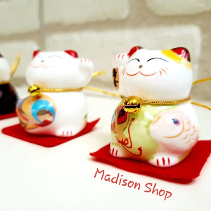 MANEKI NEKO MINI SET 5 ( A )PAJANGAN KADO SOVENIR KUCING KERAMIK HOKI Harga Grosir Termurah