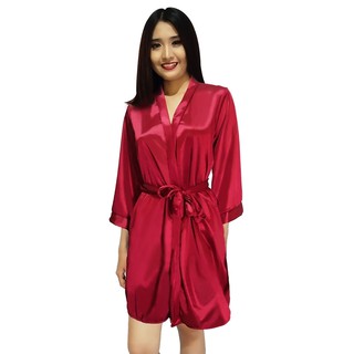  FOLVA  kimono  set baju tidur satin 1204RKIM maroon all size 