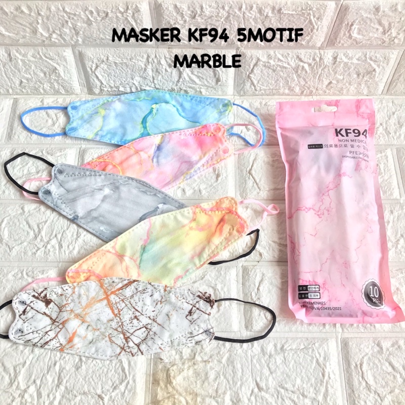 MASKER KF94 4MACAM MOTIF PIRAMID , NATAL , MARBLE 1PACK ISI 10PCS TERMURAH