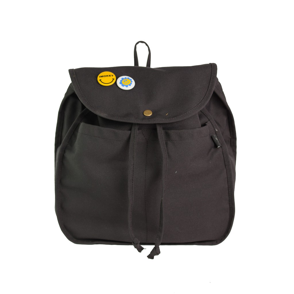 Imokey Onyx Black: Basic Drawstring Backpack - Tas Ransel Pria Tas Ransel Wanita