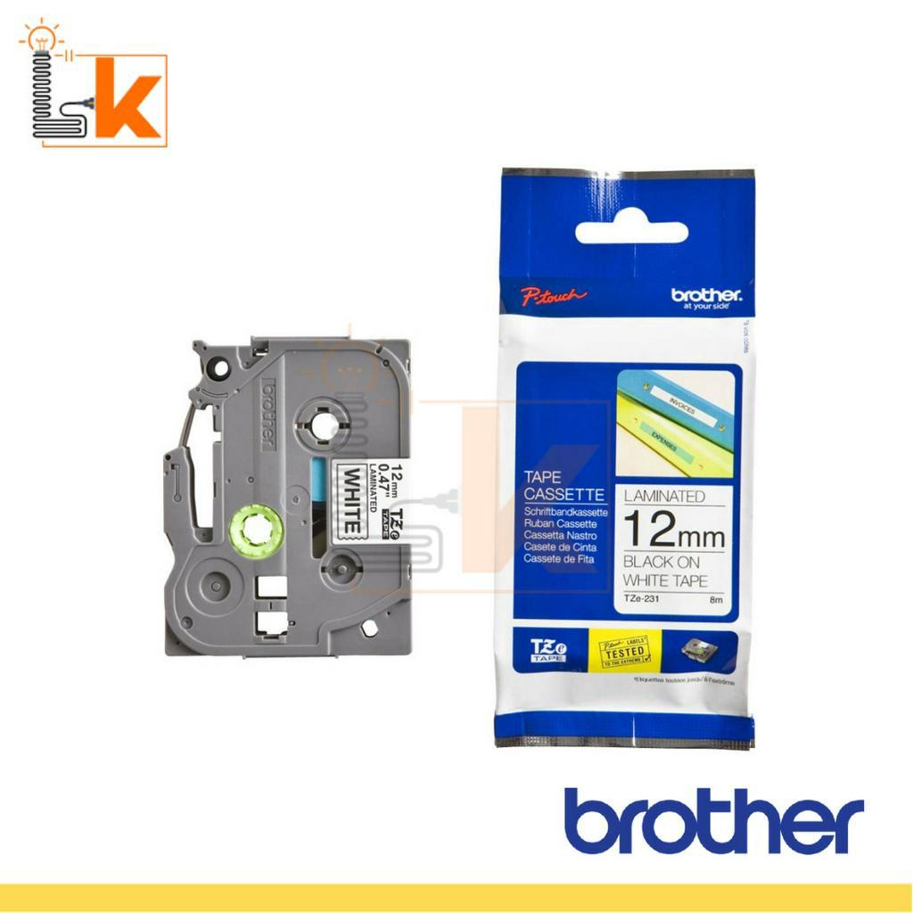 

BROTHER TAPE CASSETE LAMINATED 12MM BLACK ON WHITE TAPE TZE-231