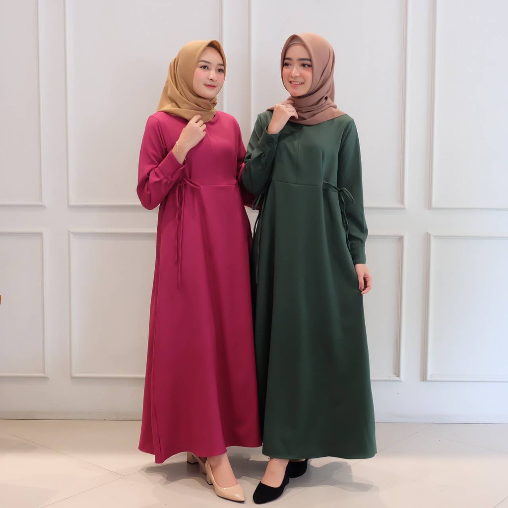 Gamis maxi alisha magenta / hijau botol / fashion muslim / maxi dress / promo