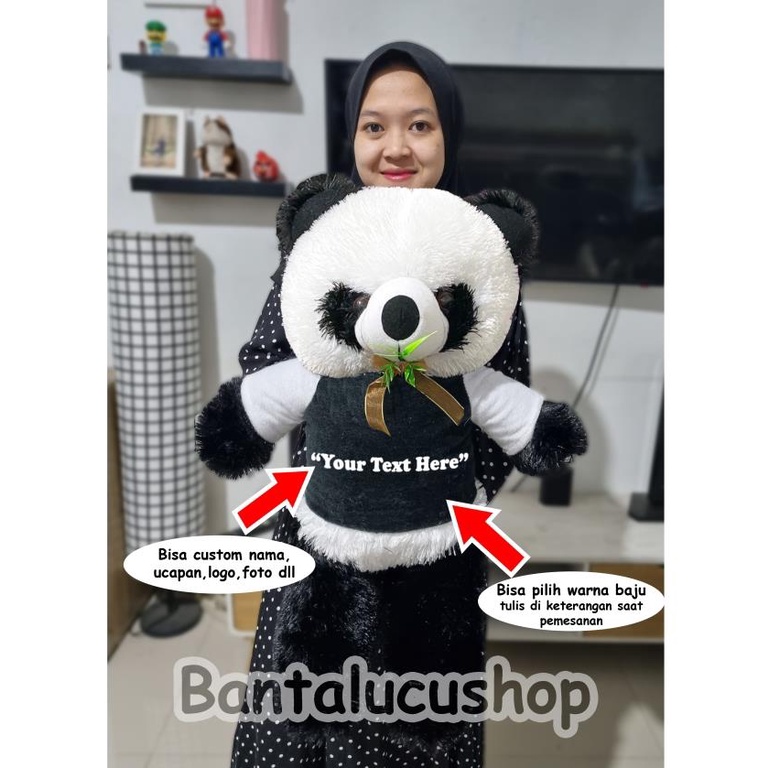 Boneka Beruang Custom Teddy Bear Panda Custom Tulisan XL 65CM