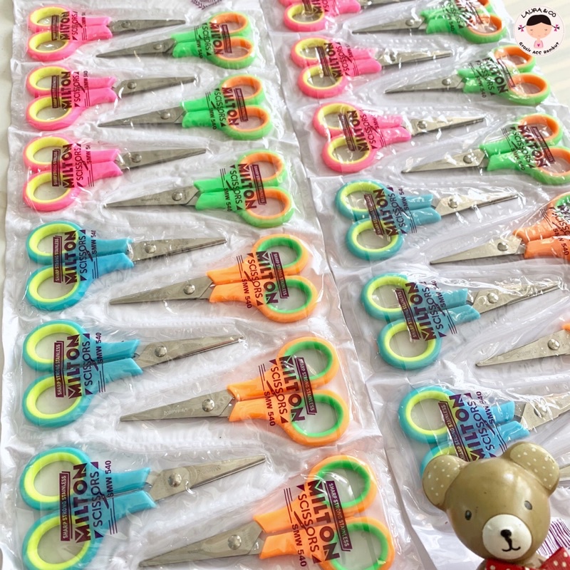 GUNTING KECIL 12PC 12,5CM WARNA RENTENG RENCENG GROSIR LUSINAN