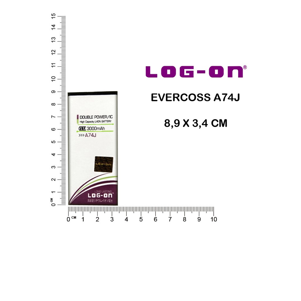 LOG ON BATERAI EVERCOSS A74J BATRE DOUBLE POWER DOUBLE IC BATTERY