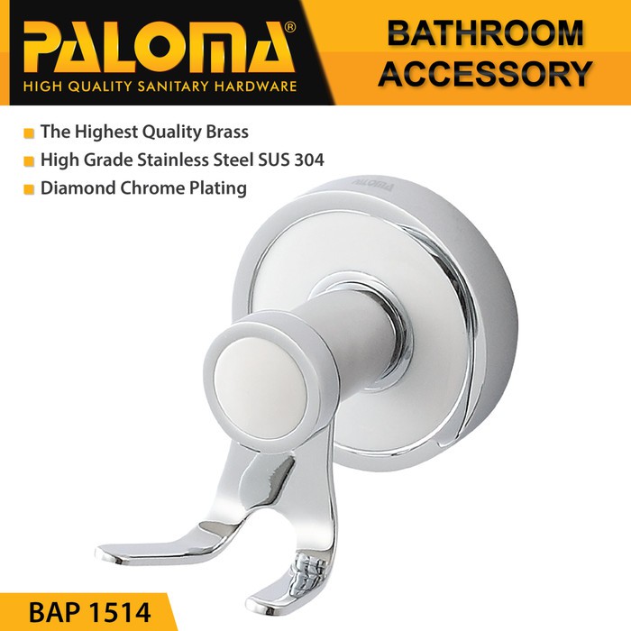 PALOMA BAP 1514 Kapstok Gantungan Baju Handuk Rak Hanger Mandi 2 Kait