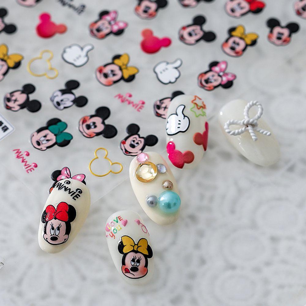 Augustina Stiker Kuku Motif Kartun Bunga / Kelinci / Pohon Natal Untuk Aksesoris Manicure / Nail Art