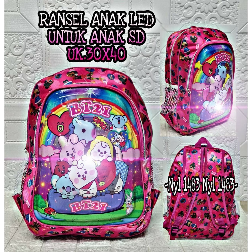 &quot;aurabagss&quot; - Tas Anak Tas Ransel Anak Motif Printing LOL LED &amp; BOBA Backpack Anak Perempuan Sekolah PAUD / TK / SD Baru 2023