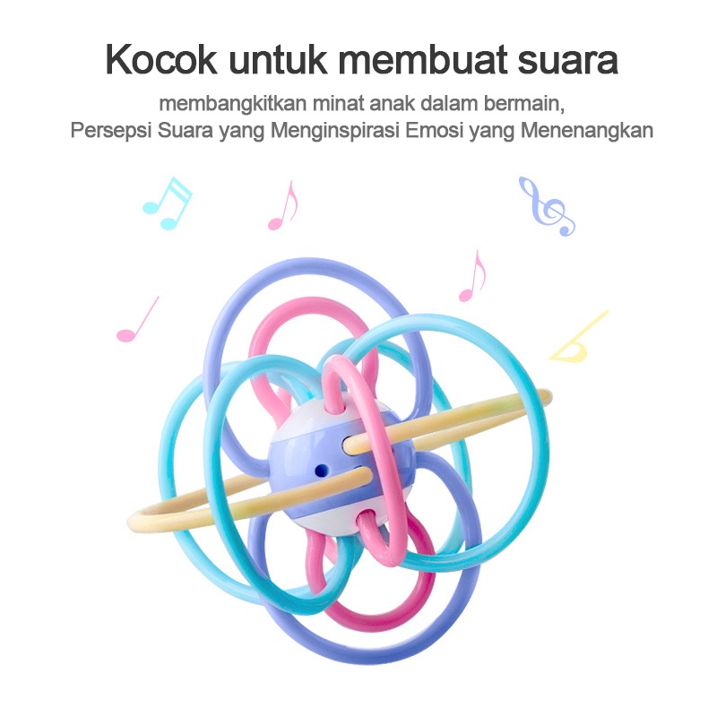 Mainan bayi Manhattan bola/Rattle teether bayi karet lembut L220