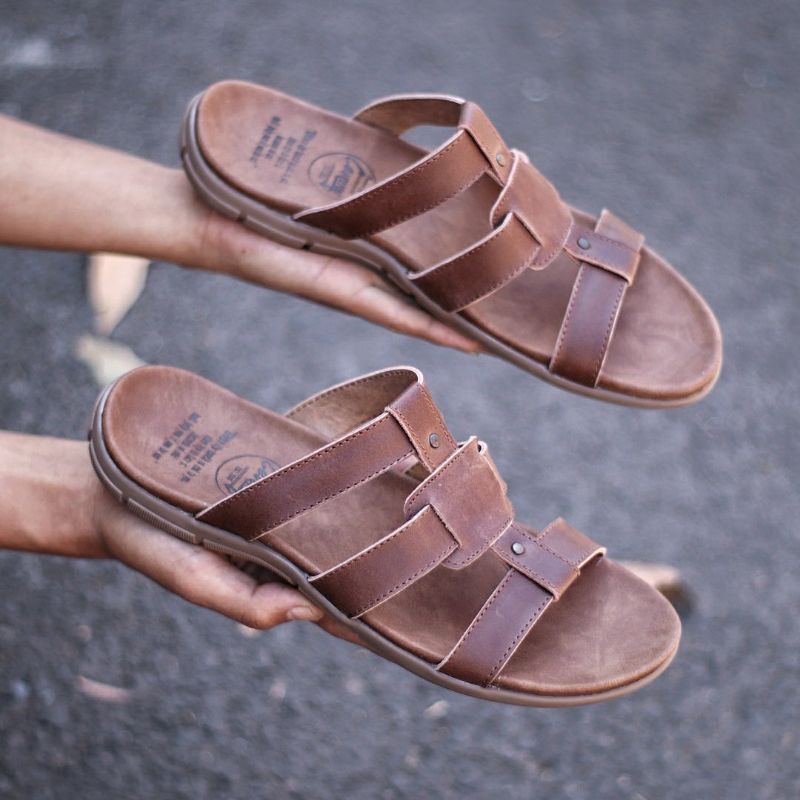 PALING MURAH !!!! SANDAL KULIT PRIA 05 CEVANY BLACK BROWN TAN KULIT SAPI ASLI ORIGINAL