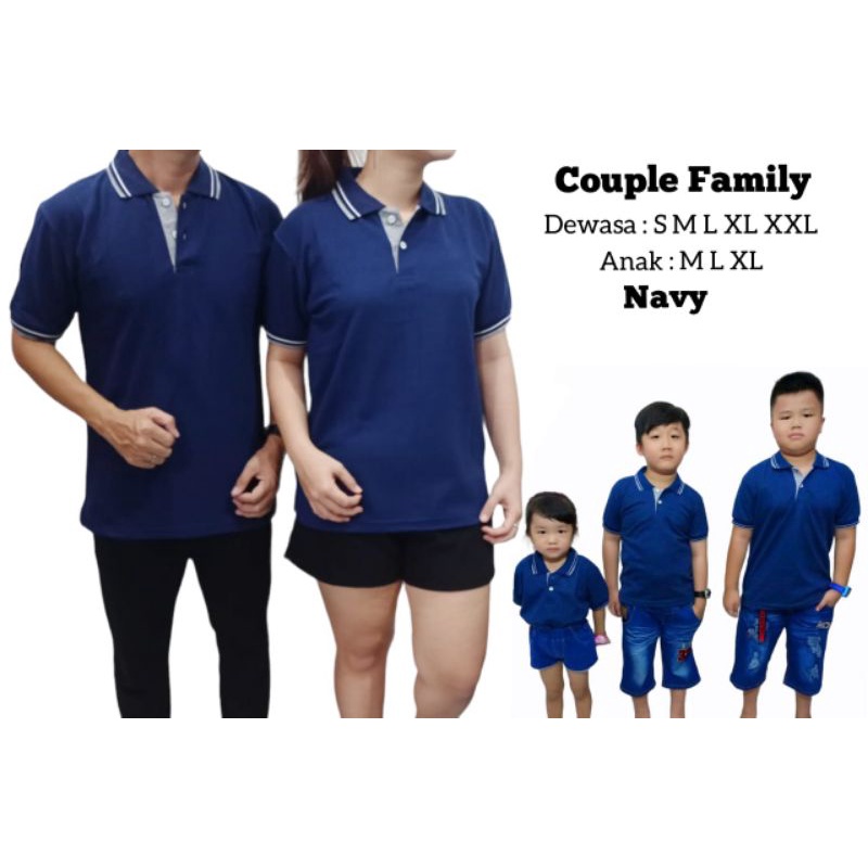 kaos seragam keluarga - polo shirt polos couple family - warna hijau - Oren - Biru TuRKis - navy