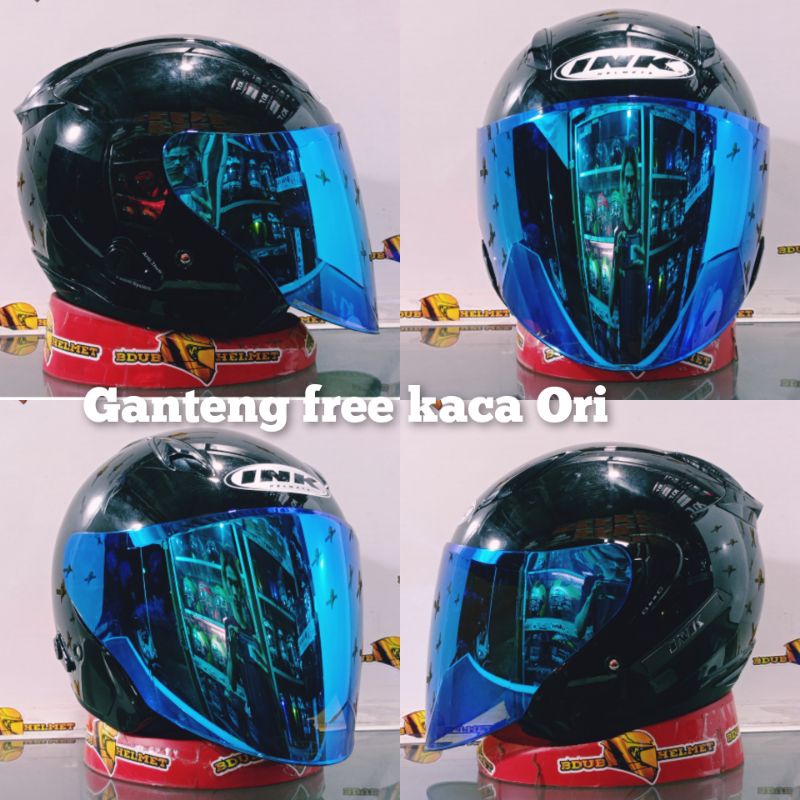HELM INK METRO SOLID ITAM GLOSSY PAKET GANTENG 100% ORI SNI-DOT