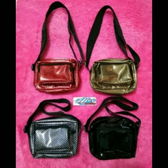 Tas biker carbon tas slempang biker glosy carbon kulit jok carbon