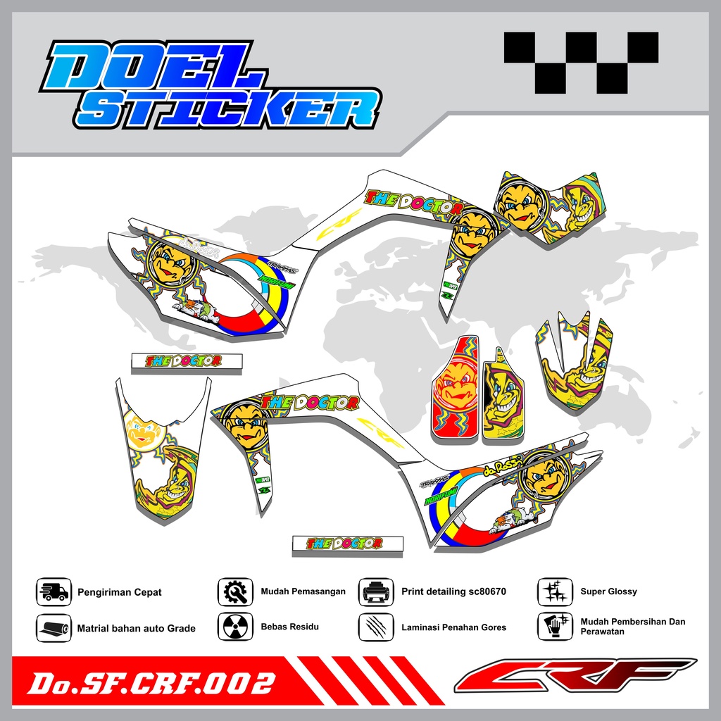 Sticker Striping Semifull CRF 150L List Variasi Hologram Pelangi,Crome Doel  002