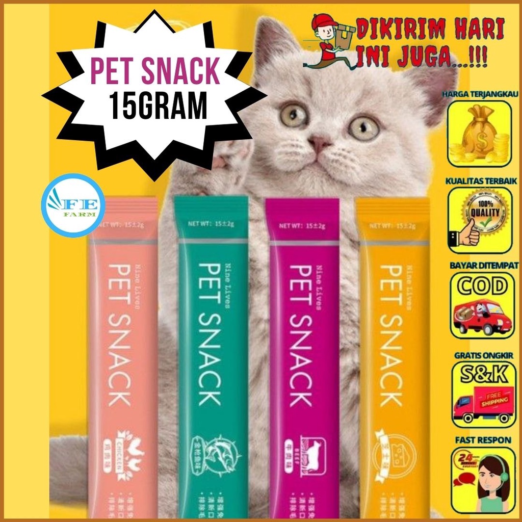 NINE LIVES Cat Snack Cat Stick Cat Treats Cat Strip Wet Food Liquid Water Supplement Snek Makanan Penggemukan Kucing Basah FEFARM