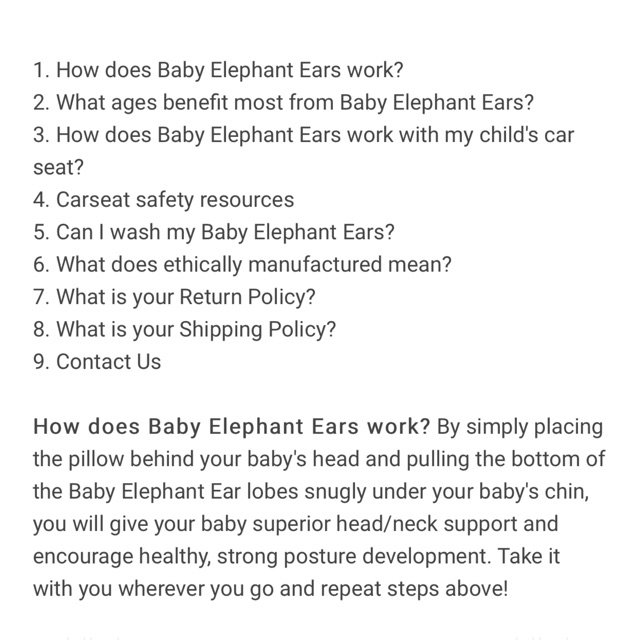baby elephant ears for car seat