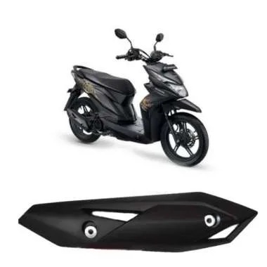 Cover Tameng Tutup Knalpot Motor New Beat FI l Sparepart Variasi Pelindung Knalpot Beat Fi Hitam Kualitas Standar Original One Size Black Murah