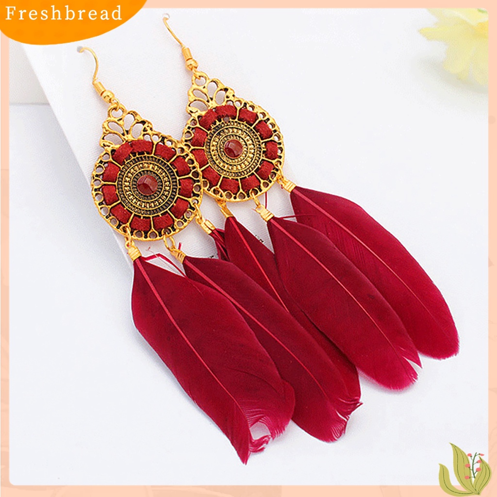 [TERLARIS]Earring Elegant Delicate Vintage Feather Eardrop for Dressing Room