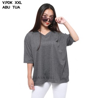 YUGANA Baju  Wanita Kaos  Jumbo  Wanita T Shirt Basic VNeck 