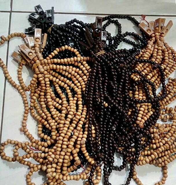 Tasbih Ndizikir Bahan Kayu Butiran Bulat NR_Outfit Official COD