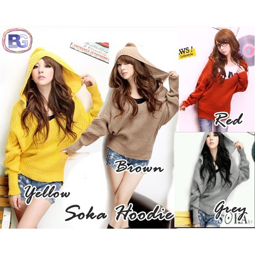 Sooka Hoodie  Baju Rajut Korea Atasaan  Wanita