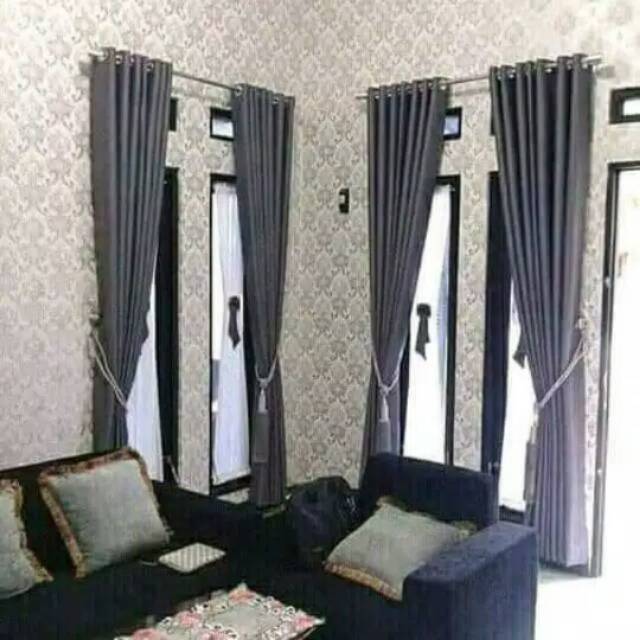 Gorden Hordeng Polos Abu Tua Blackout Premium Super Tebal