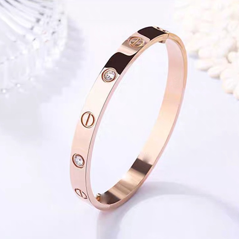 Gelang Wanita Model Premium Rose Gold dengan Baja Bracelet-Mawar emas