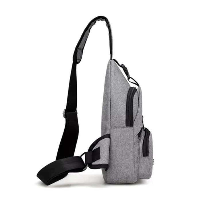 Tas sling Bag USB Cross body pack Selempang Slempang chest bahu canvas